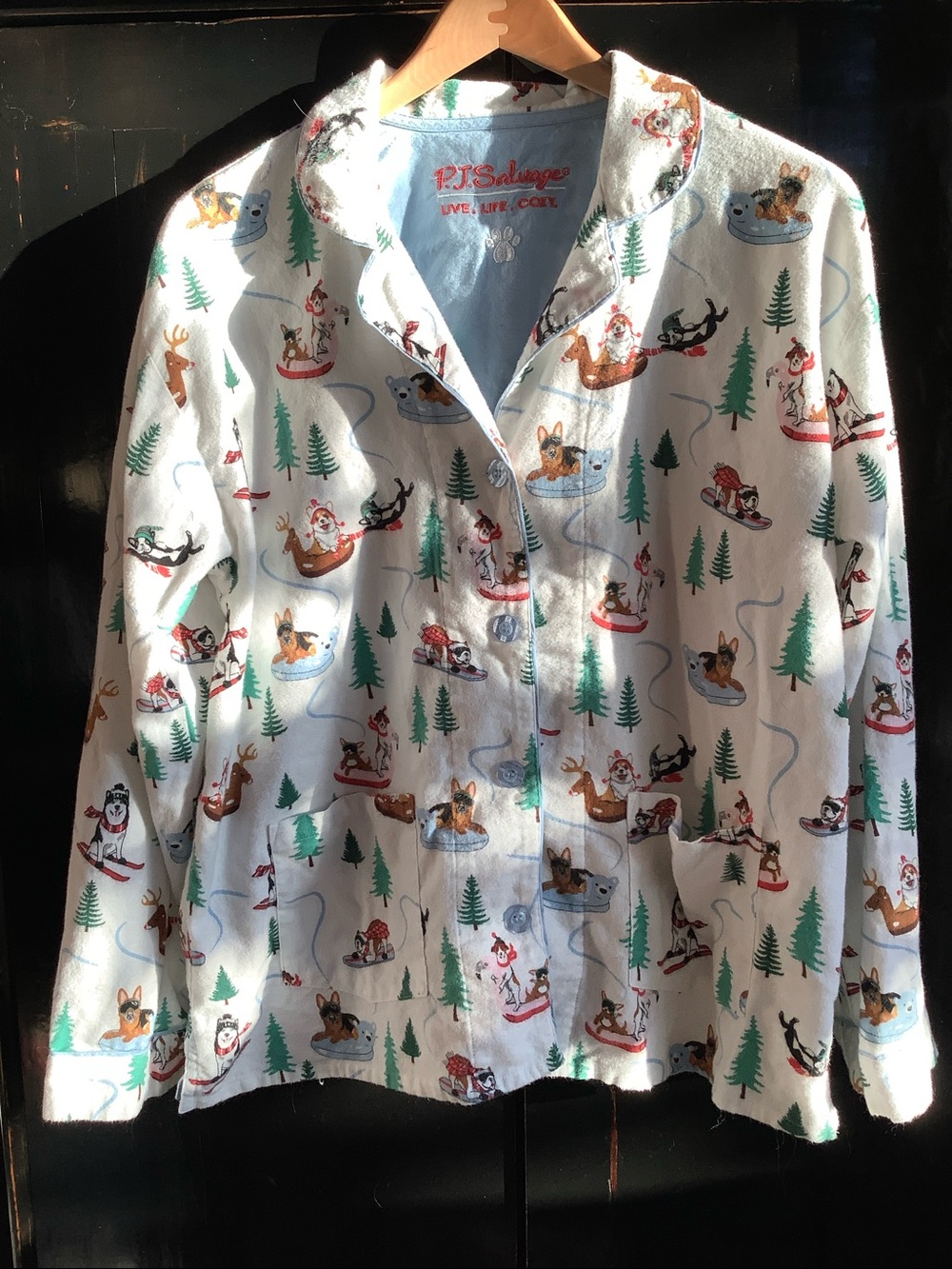 PJ Salvage Pajama Top Winter Dogs XL